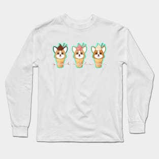 Corgi Ice Cream Trio - Classic Flavors Long Sleeve T-Shirt